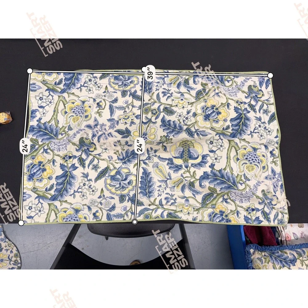 Waverly Floral Quilted‎ King Pillow Shams Blue Yellow French Country Botanical